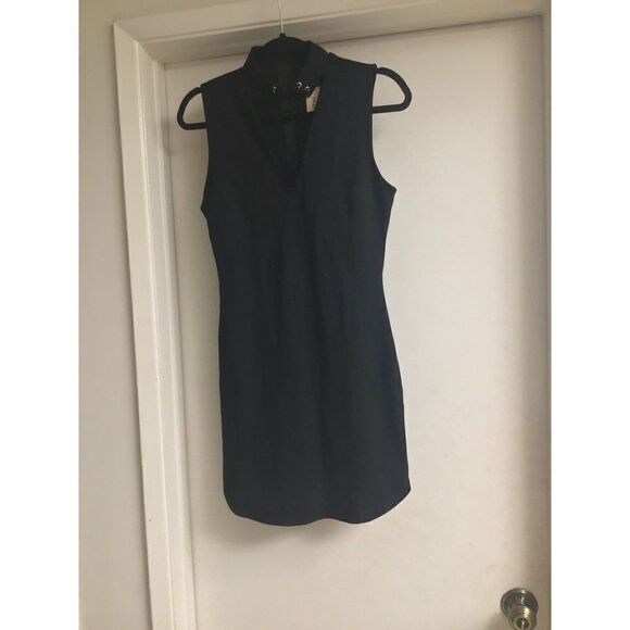 NWT~Forever 21 Black Sleeveless Lace Up High Neck Mini Dress Sz Large - Picture 1 of 3